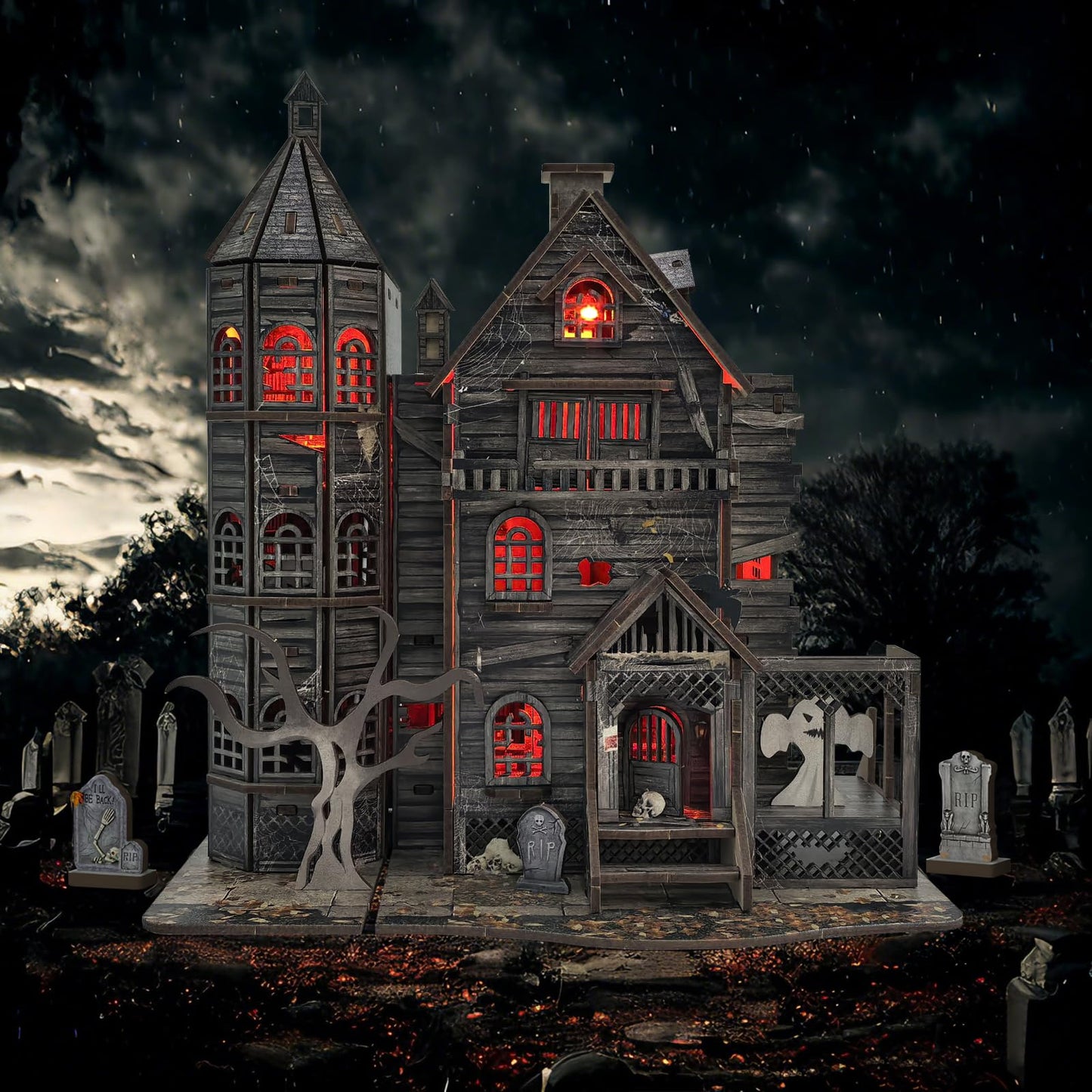 DIY Miniature House Kits for Adults - Haunted House 3D Wooden Puzzle for Teens, Decorative Bookends for Office, Home, Desk, Mini Tiny Dollhouse Kit Ideal for Halloween, Christmas, Friends, Kids, Boys
