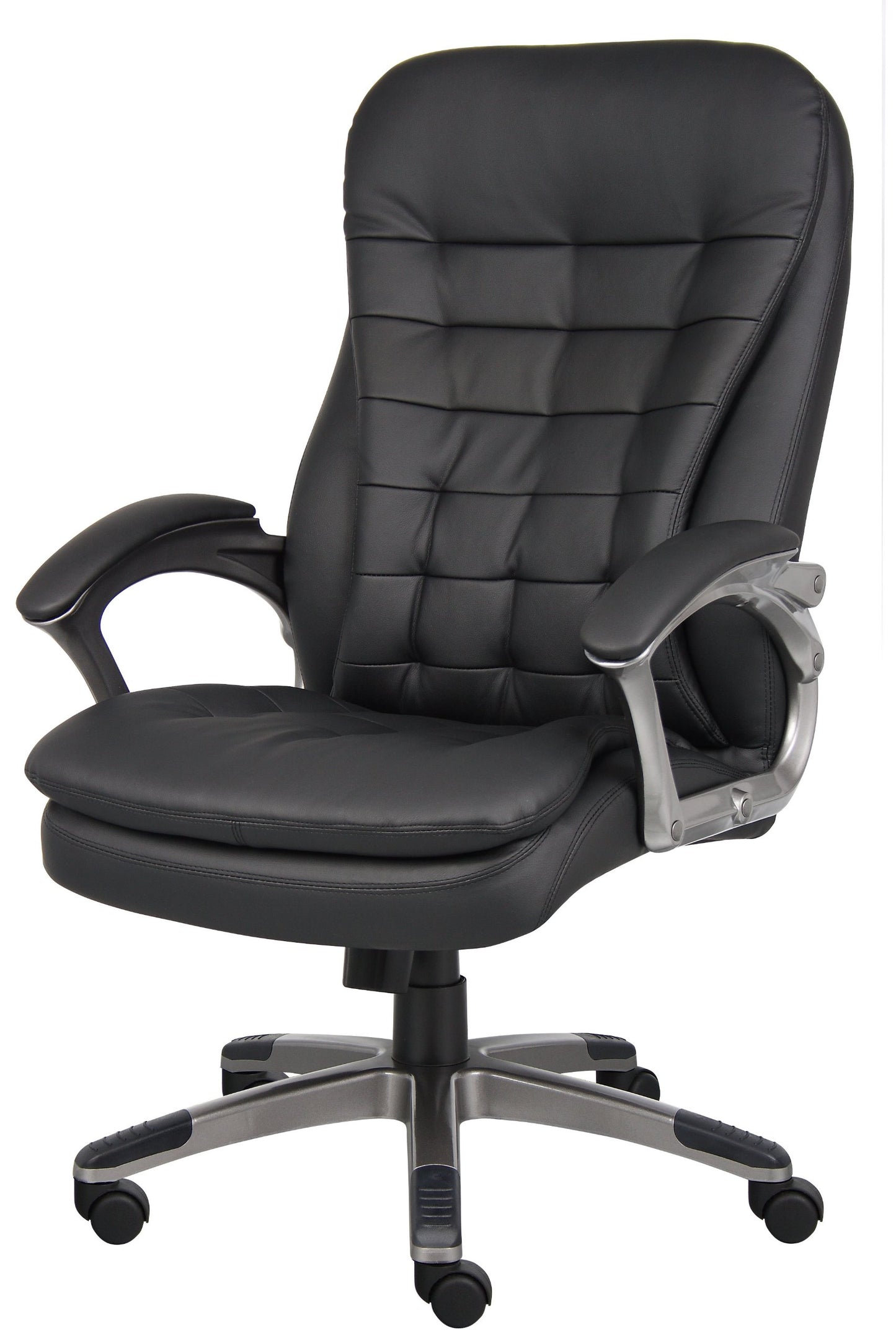 Boss Office Products B9331 High Back Executive Chair with Pewter Finsh, Black