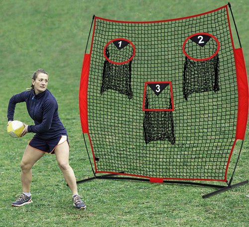 Mini Tang Football Throwing Net -6FT x 6FT Quarterback Passing Target Net with 3 Catch Zones Training to Improve Passing Accuracy Youth & Adult