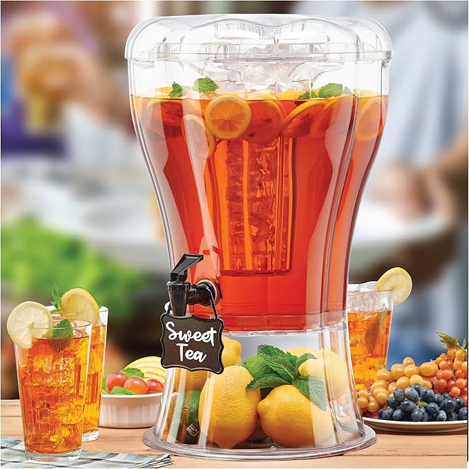 Buddeez 3.5 Gallon Clear Drink Dispenser - Built In Ice Cone and Spigot for Easy Pouring - Party-Perfect Serving Station w...