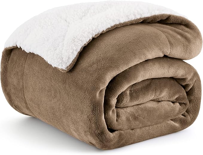 Bedsure GentleSoft Sherpa Fleece Throw Blanket Twin Size for Couch - Thick and Warm Throw for Women and Men, Soft Fuzzy Plush Twin Blanket for Winter, Non-Heated, Camel, 60x80 Inches