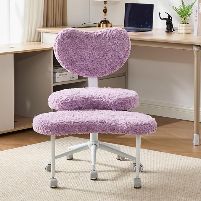 Enhanced Meditation Chair with Wheels - Ergonomic Cross-Legged ADHD Seat, Adjustable Stool & Lumbar Support for Active Sitters (Purple)