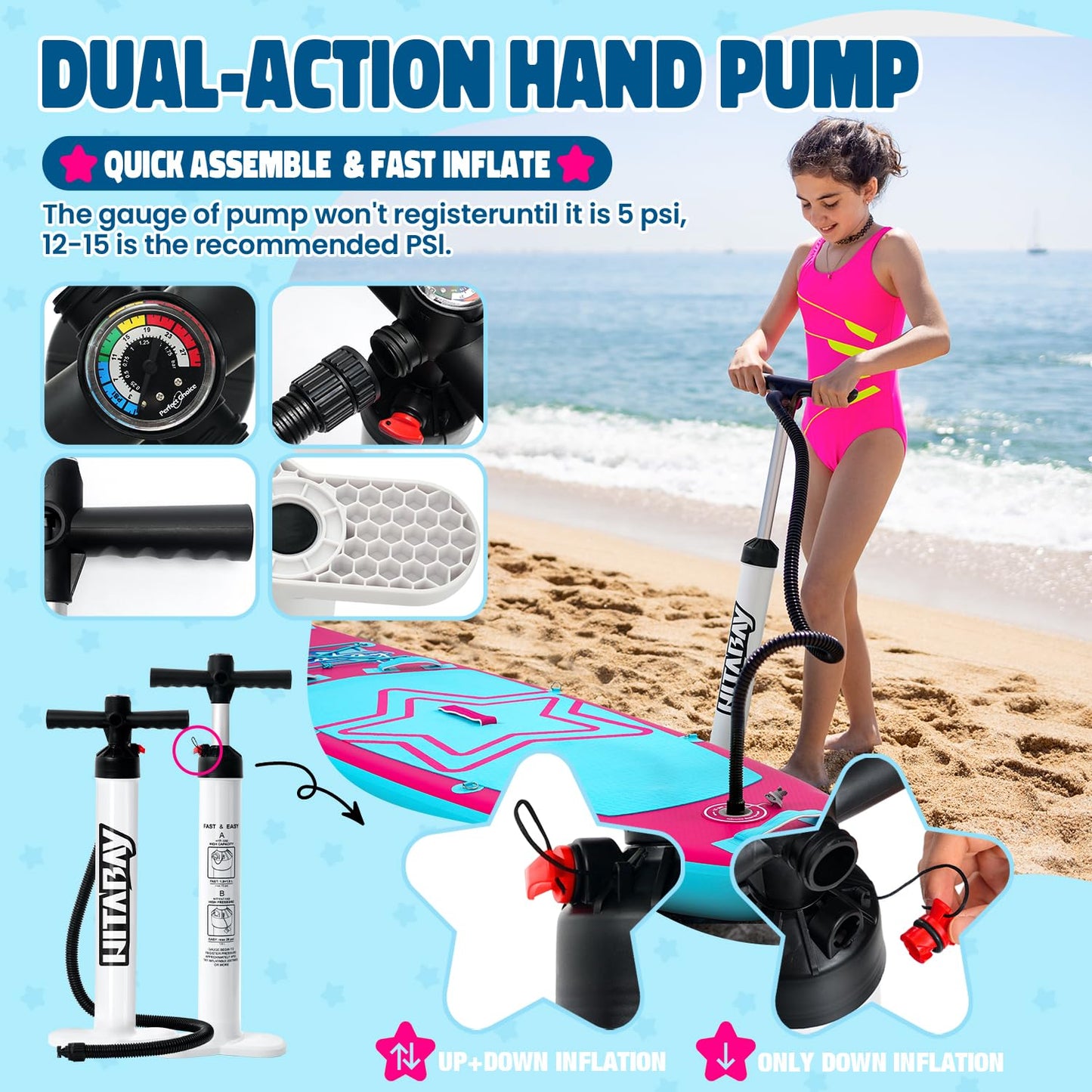 Kids Paddle Board with Inflatable SUP Accessories, Durable, Lightweight, Wide Stable Design, Non-Slip Comfort Deck, Child Stand Up Paddle Board for Kids & Youth