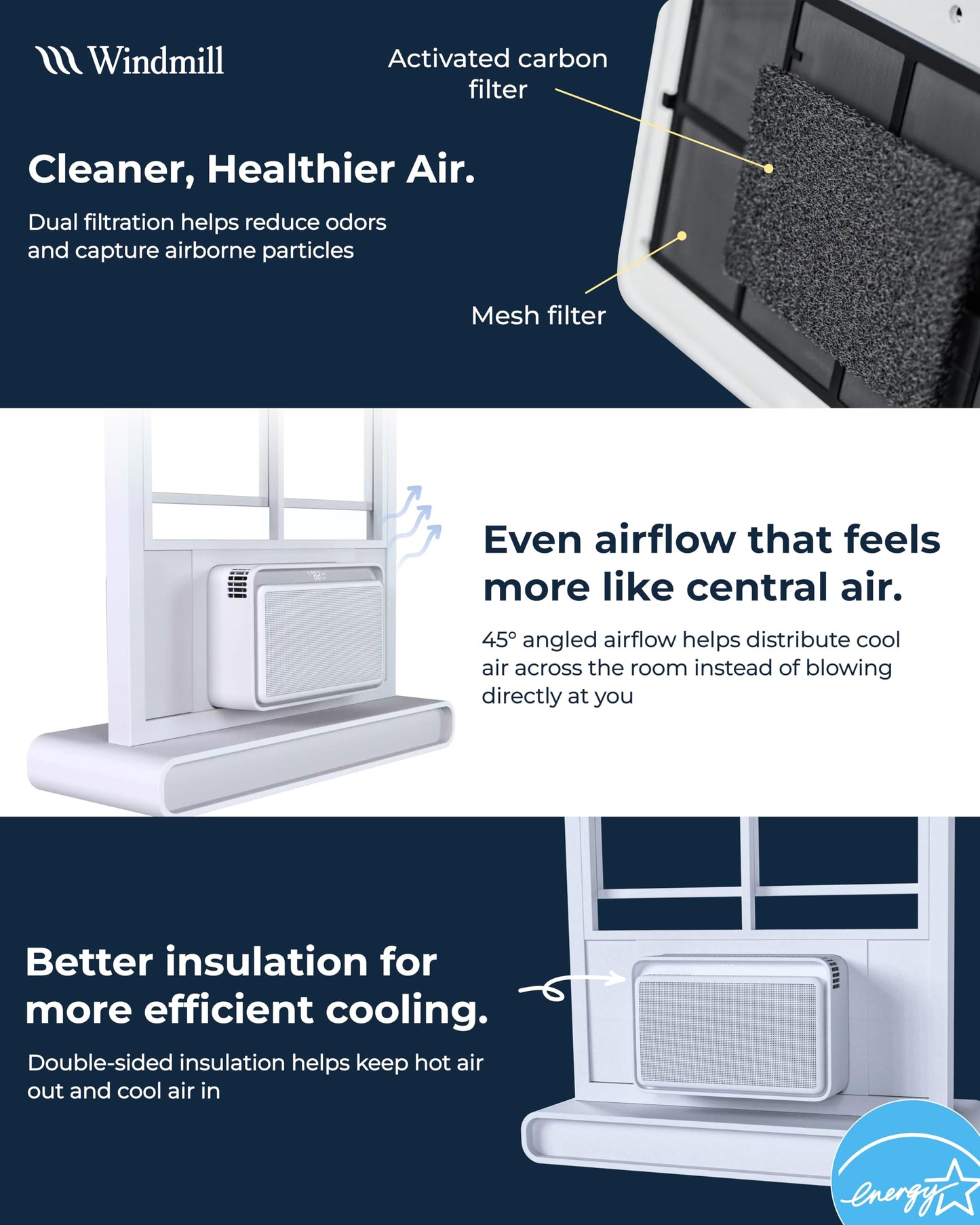 Windmill Window Air Conditioner - Quiet & Smart, Easy Install, Voice-Enabled, Remote & App Control AC Unit - 8,000 BTU Inverter w/WhisperTech