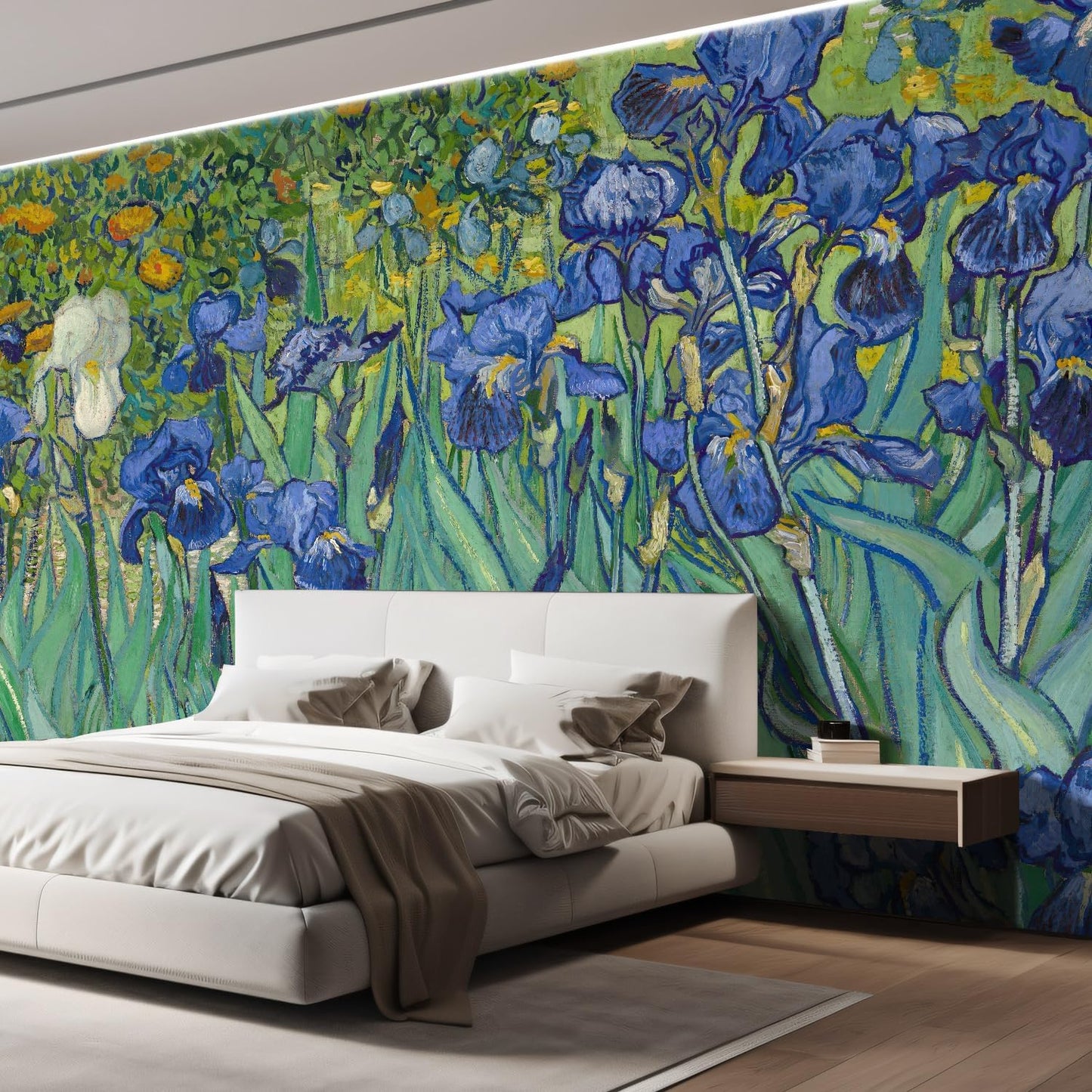 wall26 Wall Sticker/Wall Mural Irises by Vincent Van Gogh Dutch Impressionism, Not Peel and Stick, Non-Woven Wallpaper Decorative for Bedroom, Living Room, Office - 96x120 inches