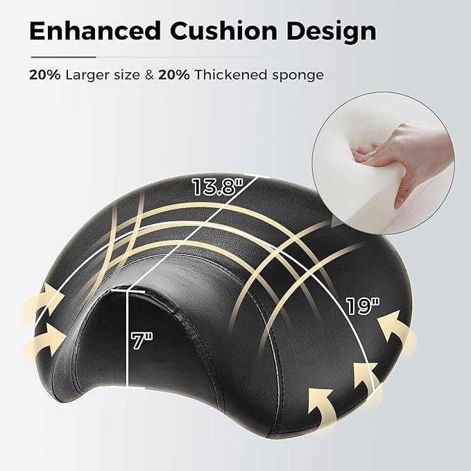 BEWISHOME Saddle Stool with Wheels, Swivel Adjustable Rolling Stool, 450lbs Heavy Duty PU Leather Wide Thick Seat Padding Ergonomic Chair for Beauty Salon Spa Clinic(Black) BMD01B