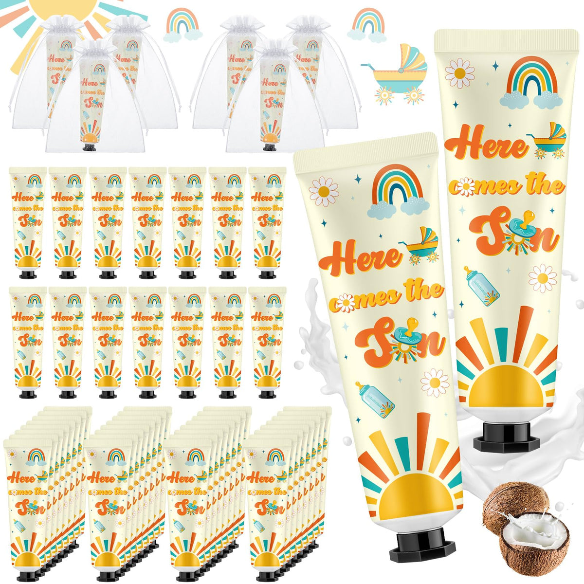 Swiffen 48 Sets Baby Shower Hand Cream Bulk Here Comes the Son Baby Shower Favors Bridal Thank You Hand Cream for Guests Travel