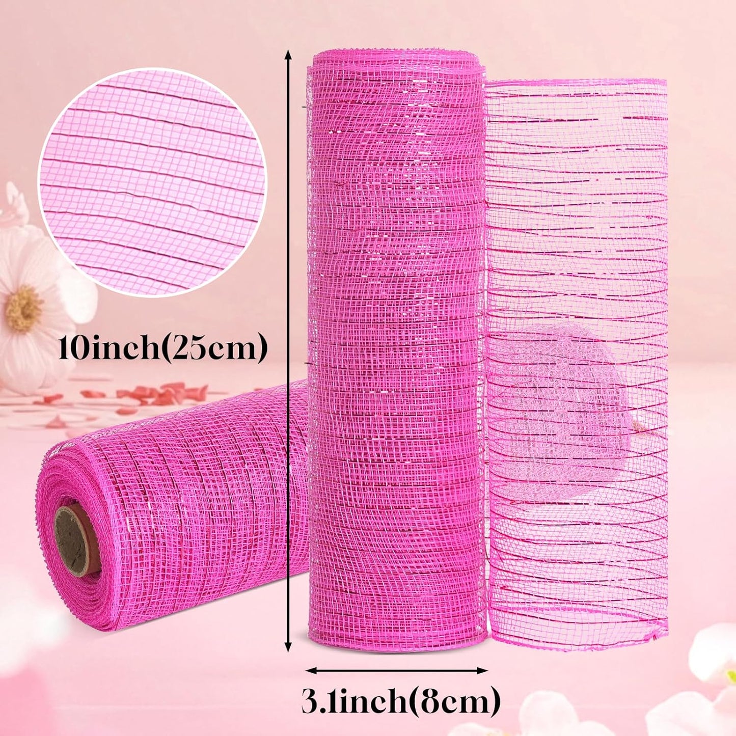 2 Rolls Mesh Ribbon for Wreaths 10 Inch x 30 Foot Wreath Mesh Rolls with Metallic Foil for Easter Christmas Party Wedding Home Decor DIY Craft Projects and Gift Wrapping (Red/Green)