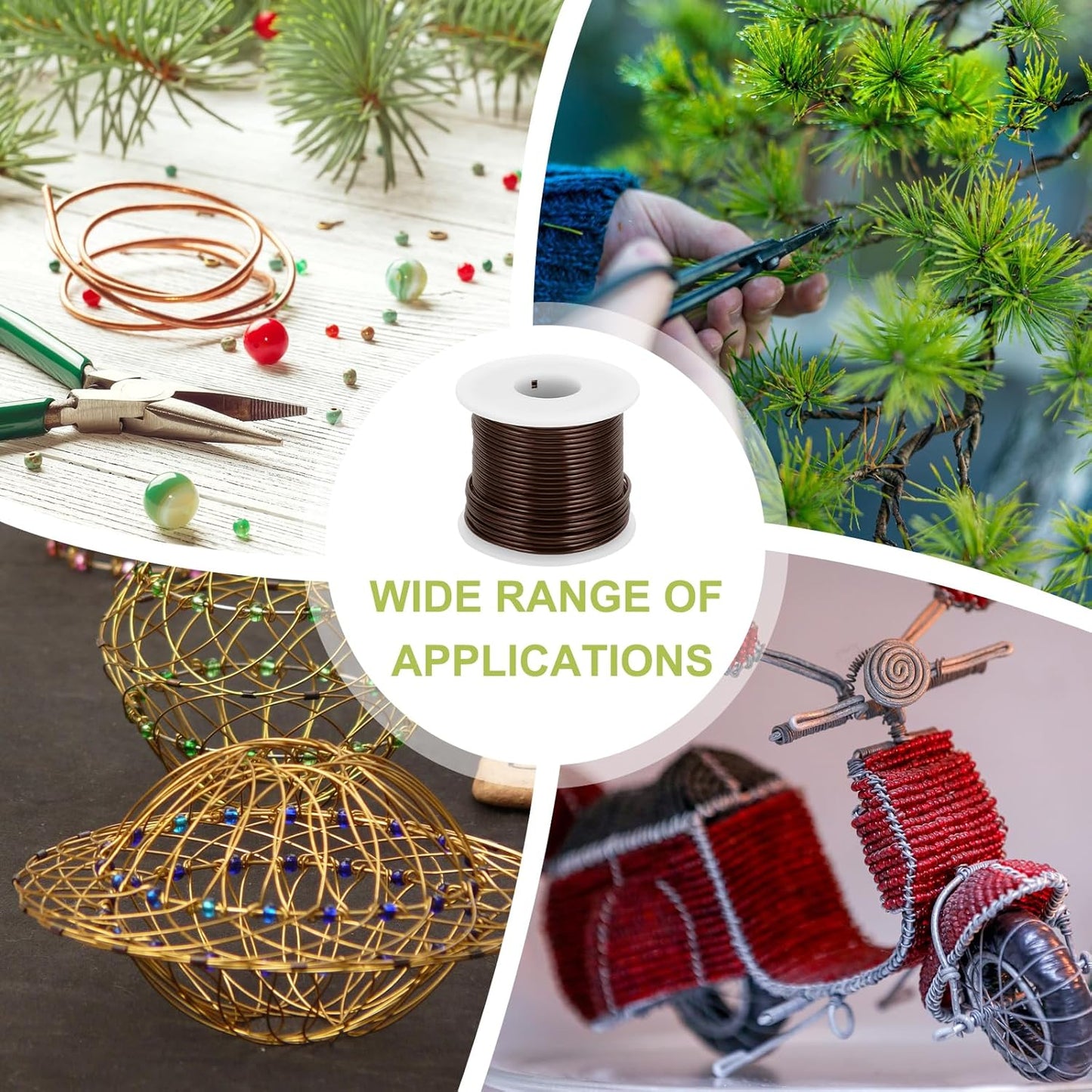 MECCANIXITY 12 Gauge Anodized Aluminum Craft Wire Bendable Bonsai Training Wire 98 Feet 2mm for Sculpting Crafts Wreath Floral Beading Jewelry Making, Brown