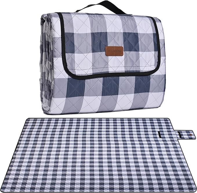 Extra Large Picnic Blanket 80''x 80'' Waterproof Foldable Picnic Mat for Beach, 5-Layer Outdoor Blanket for 6 to 8 Adults,...