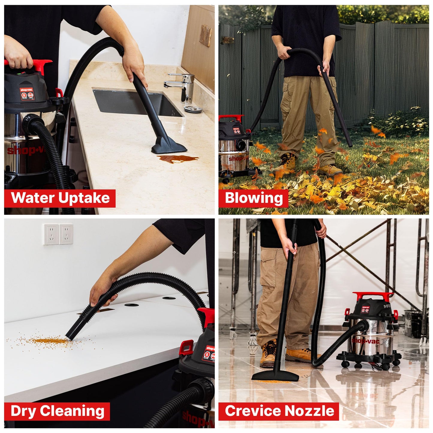 Shop-Vac 5430162 Wet/Dry Vacuum, 5 Gallon, 4 Peak HP, 1-1/4 Inch Diameter x 7 Foot Hose, 6 Foot Cord, Ideal for Jobsite, Garage, Workshop & Home