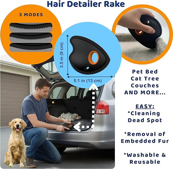 Shop & Like 3-in-1 Ultimate Pet Hair Removal Tool Kit - Reusable Lint Catcher & Scraper for Car Auto Detailing, Furniture & Couch - Includes Laundry Dryer Balls & Electrostatic Pet Hair Removal Glove