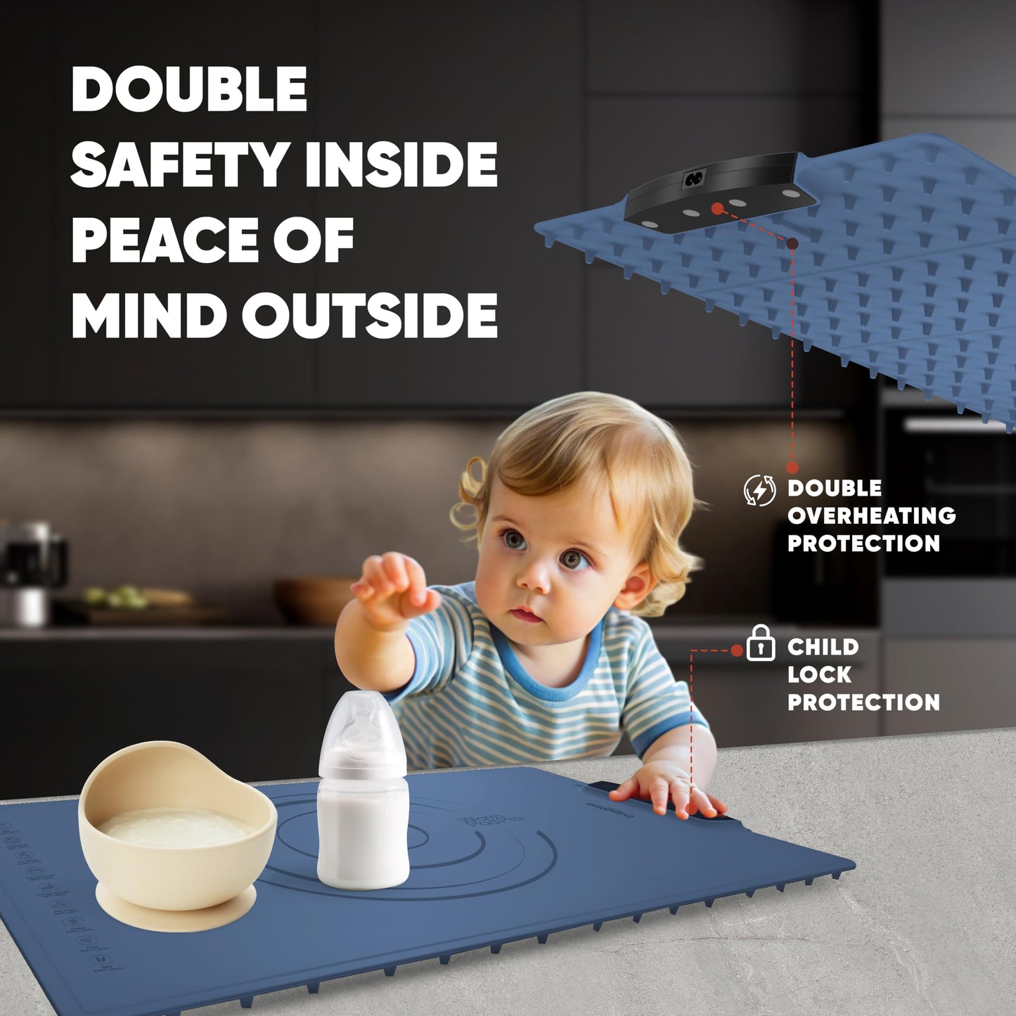 BREETEE Electric Food Warming Mat – Silicone Heating Mat for Food with 9 Temp Levels – Portable Roll Up Warming Mat for Food – Versatile Warming Tray for Buffet, Parties, Home, RV Kitchen