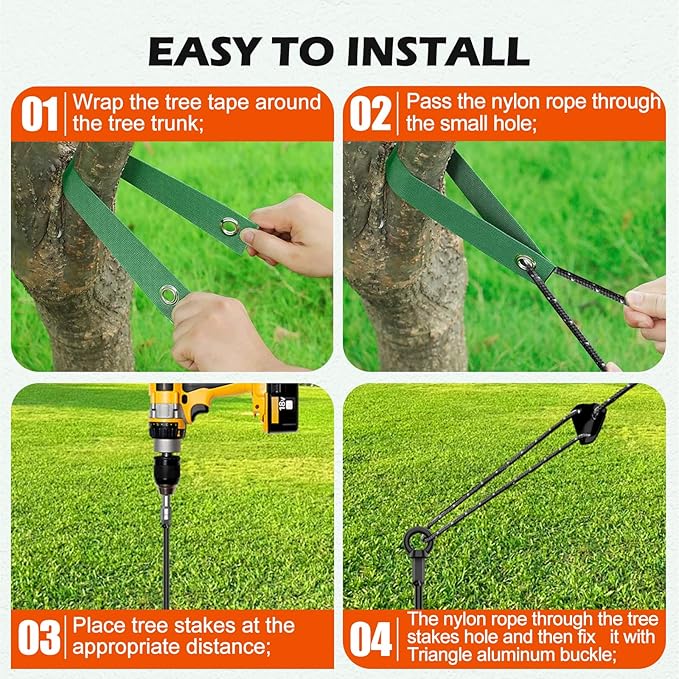 3 Pack 18" Tree Stake Kit, Heavy Duty Spiral Stakes and Supports for Leaning and Young Trees Straightening, Protect Trees from Bad Weather (Black)