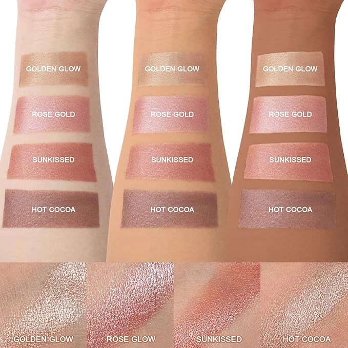UCANBE Cream Bronzer for Face & Body, Natural Rose Gold Sun-Kissed Glow Blusher, Buildable Luminous for Long Lasting Rosy Flushed, Lightweight Illuminating Contouring Multi-Use Makeup Palette