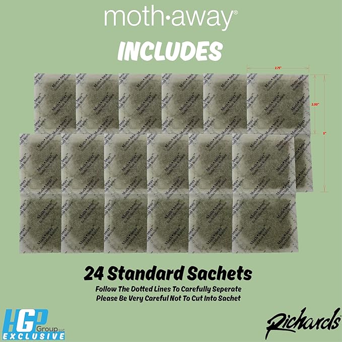 Richards Homewares Moth Away Herbal Non Toxic Natural Repellent, Count, 24-Sachets