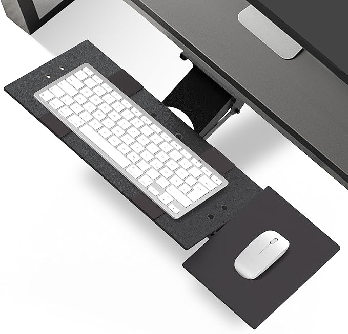 KT1 Ergonomic Keyboard Tray Under Desk - Under Desk Keyboard Tray Slide Out with Adjustable Height and Tilt - Easy to Slid...