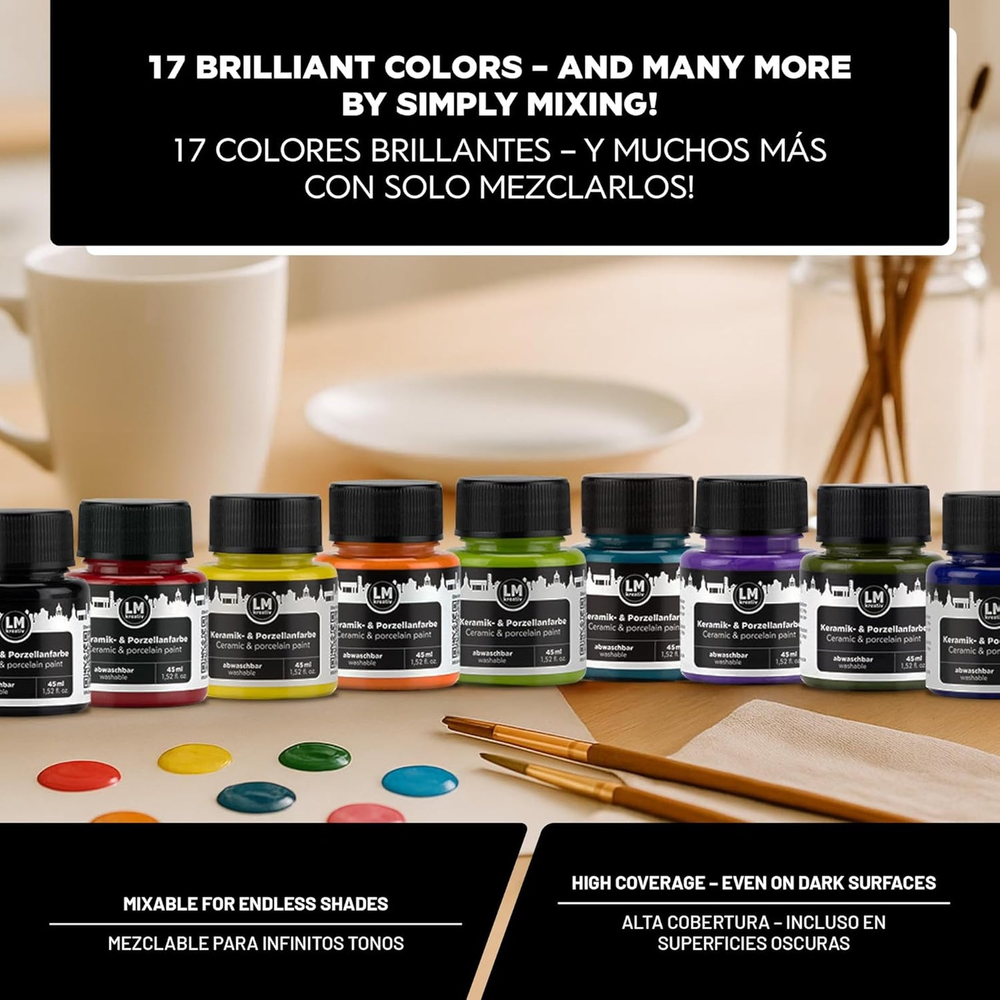 Ceramic and Porcelain Paint Set 4 x 1.52 fl oz - Vintage Vibes – Dishwasher Safe – Perfect for Mug, Tile & Creative DIY Projects