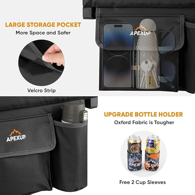 APEXUP Stadium Seats with Back Support, Portable Bleacher Seat with Large Pocket and Cup Holder, Wide Stadium Chair for Sports Events and Concerts