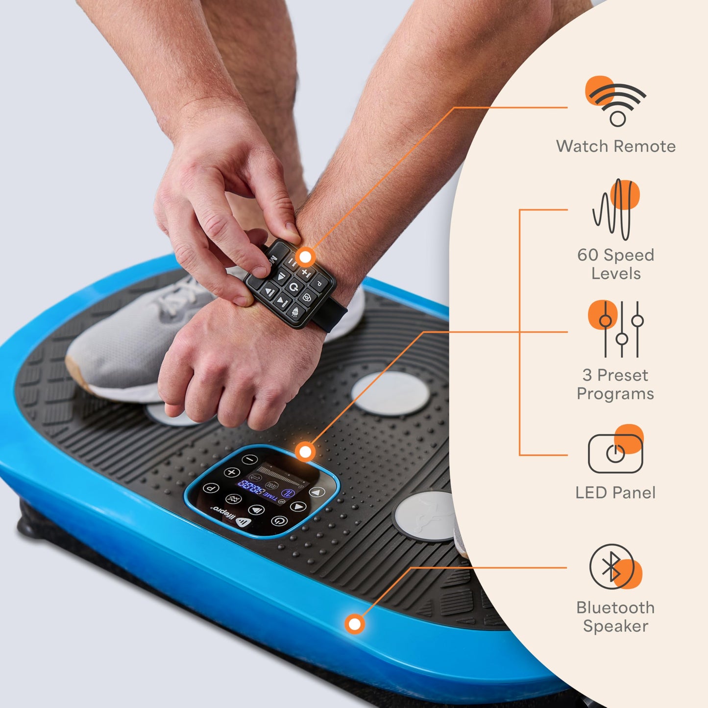LifePro Rumblex Plus 4D Vibration Plate Exercise Machine - Triple Motor Oscillation, Linear, Pulsation + 3D/4D Motion Vibration Platform/Whole Body Vibration Machine for Weight Loss & Shaping. (Blue)