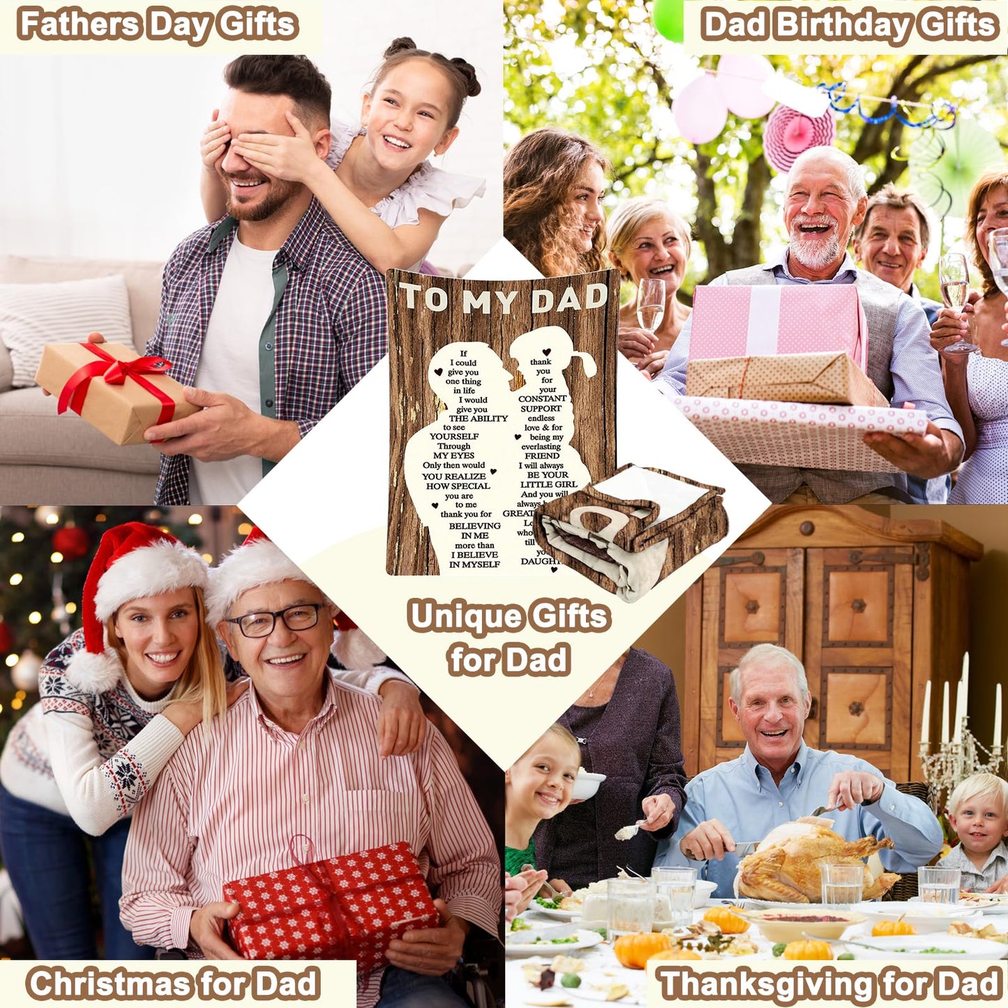 to Dad Gifts Throw Blanket - Unique Ultra-Soft Skin-Friendly Warm Blanket Gift for Fathers Day, Birthday, Christmas, Thanksgiving Present Idea from Daughter, A Meaningful Bed Sofa Throws for Daddy