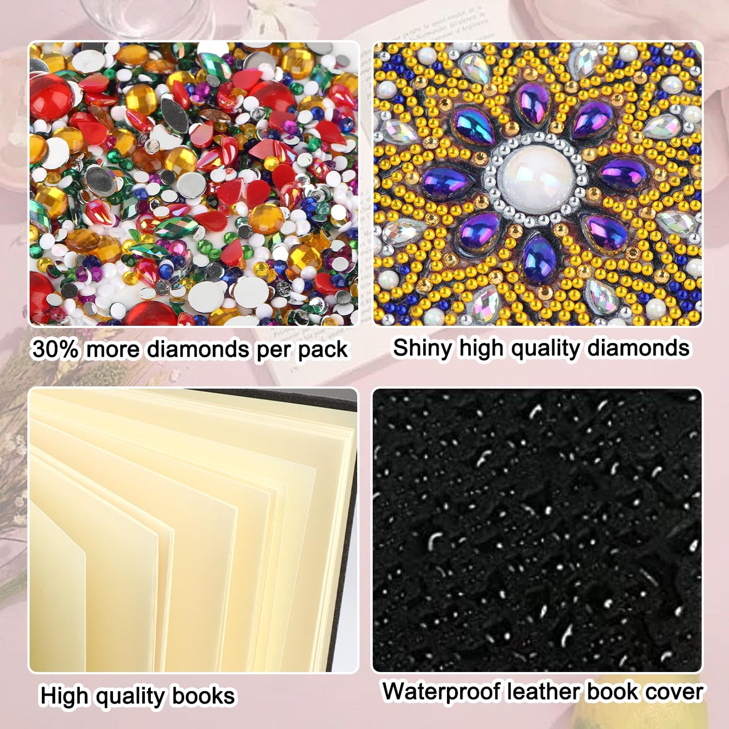 JZHYOAN Dairy Travel Drawing Message Art Notebook for Adult Diamond Painting Blank Notebook Kits DIY Special Shape Diamond Art Note Book Cross Stitch Mosaic Notepad for Office Work Desk Decoration