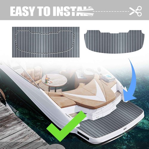 Fullfire EVA Foam Boat Flooring with 3M Self-Adhesive Backing, Marine Decking Faux Teak Deck Sheet for Jon Boats Pontoon Boat Yacht RV Jet Ski Kayak Floor, Dack Grey and Black 94" x 23.5"
