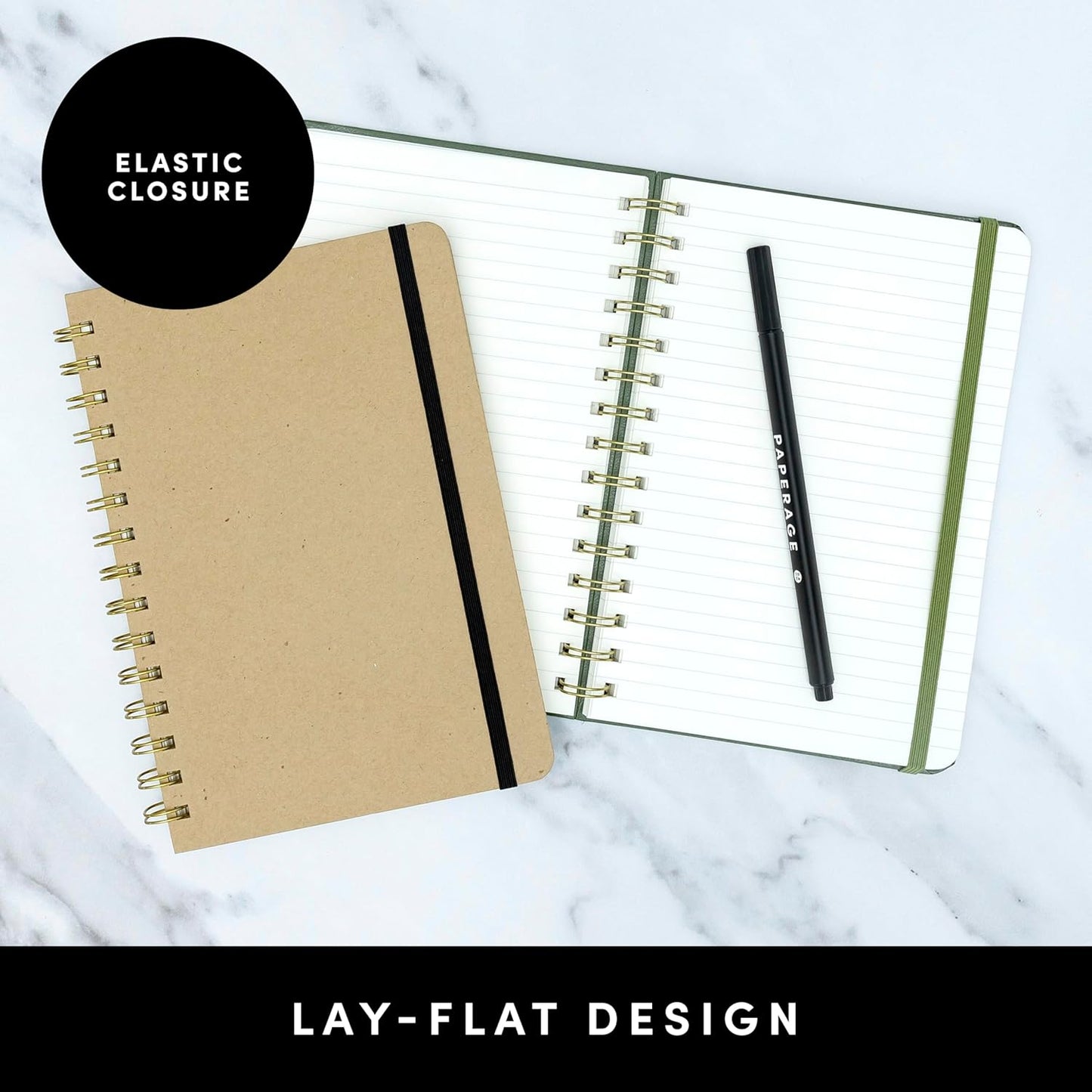 PAPERAGE Lined Spiral Journal Notebook, (Blush), 3 Pack, 160 Pages, Medium 5.5 inches x 8 inches - 100 GSM Thick Paper, Hardcover, Double-Wire Spiral Journal & Notebook