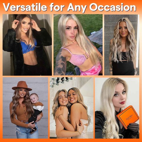 Full Shine 22 Inch Human Hair Weft Sew In Hair Extensions Real Human Hair Hand Tied Hair Extensions Color Ash Blonde Highlight Bleach Blonde Bundles Straight Human Hair 60G