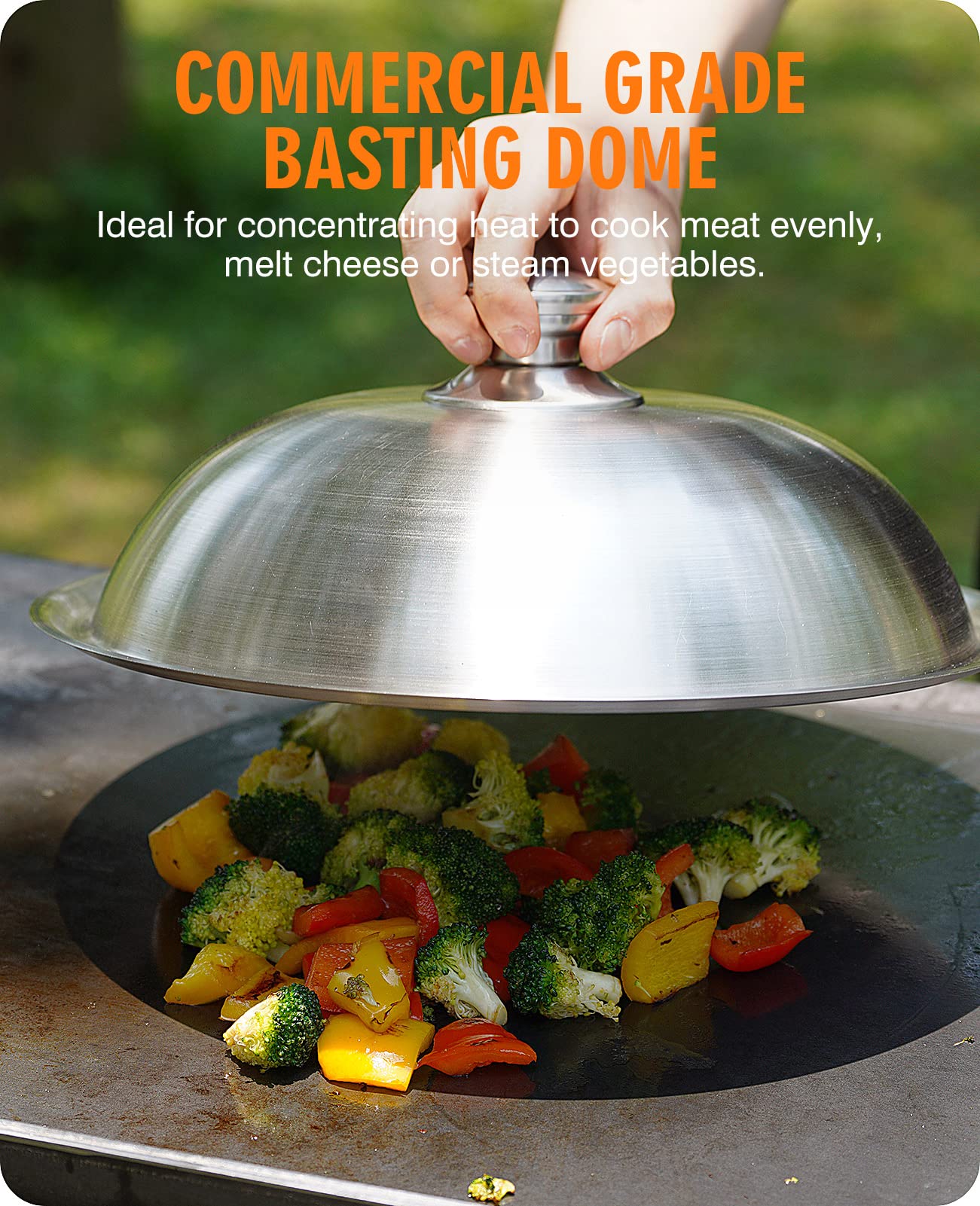 Homenote Griddle Accessories For Blackstone, Commercial Grade 12 Inch Heavy Duty Melting Dome With Rectangle Cast Iron Smash Bur