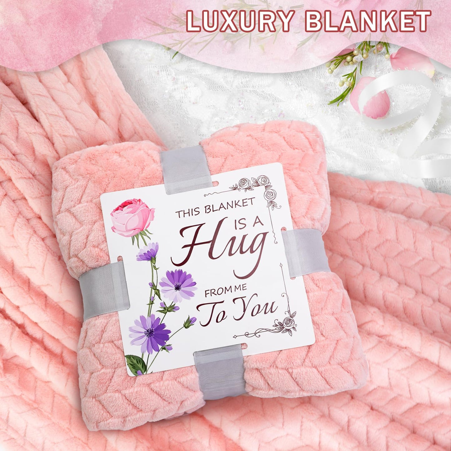 ElatedMore Birthday Gifts for Women Friendship Self Care Package Gifts for Women Get Well Soon Gift Baskets Relaxing Blanket Gifts Box for Sister Mom Wife Friend Her Fantasy Box (Pink)