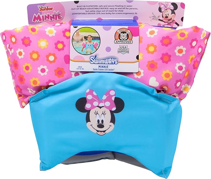 SwimWays Disney Minnie Swim Trainer, US Coast Guard Approved Life Vest Kids Swim Vest, Arm Floaties & Life Jackets for Kid...