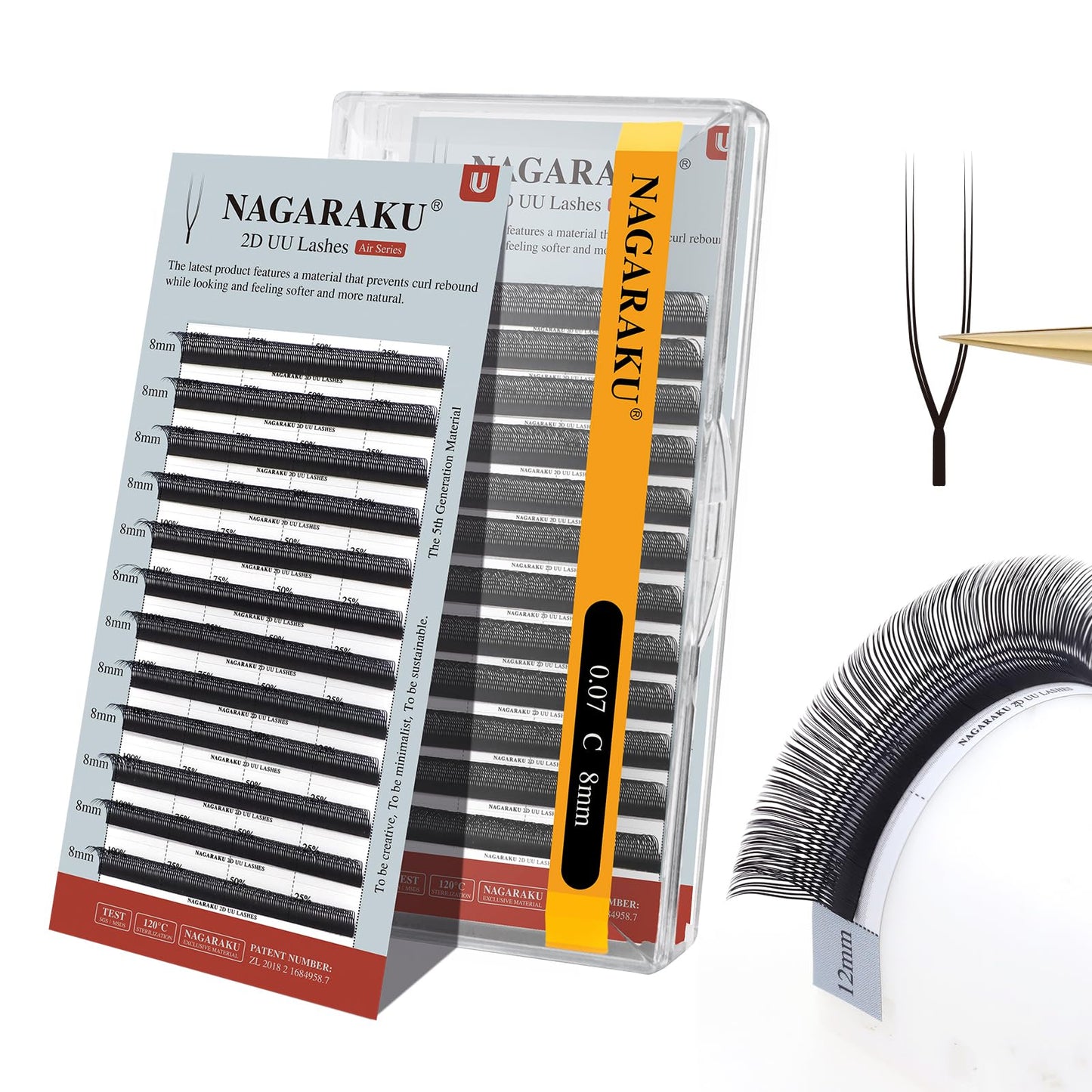 NAGARAKU U Eyelash Extensions Supplies 2D UU Lash Easy Fan Russian Volume Crisscross Eyelashes Handwoven U Shaped Mesh Wispy Clu