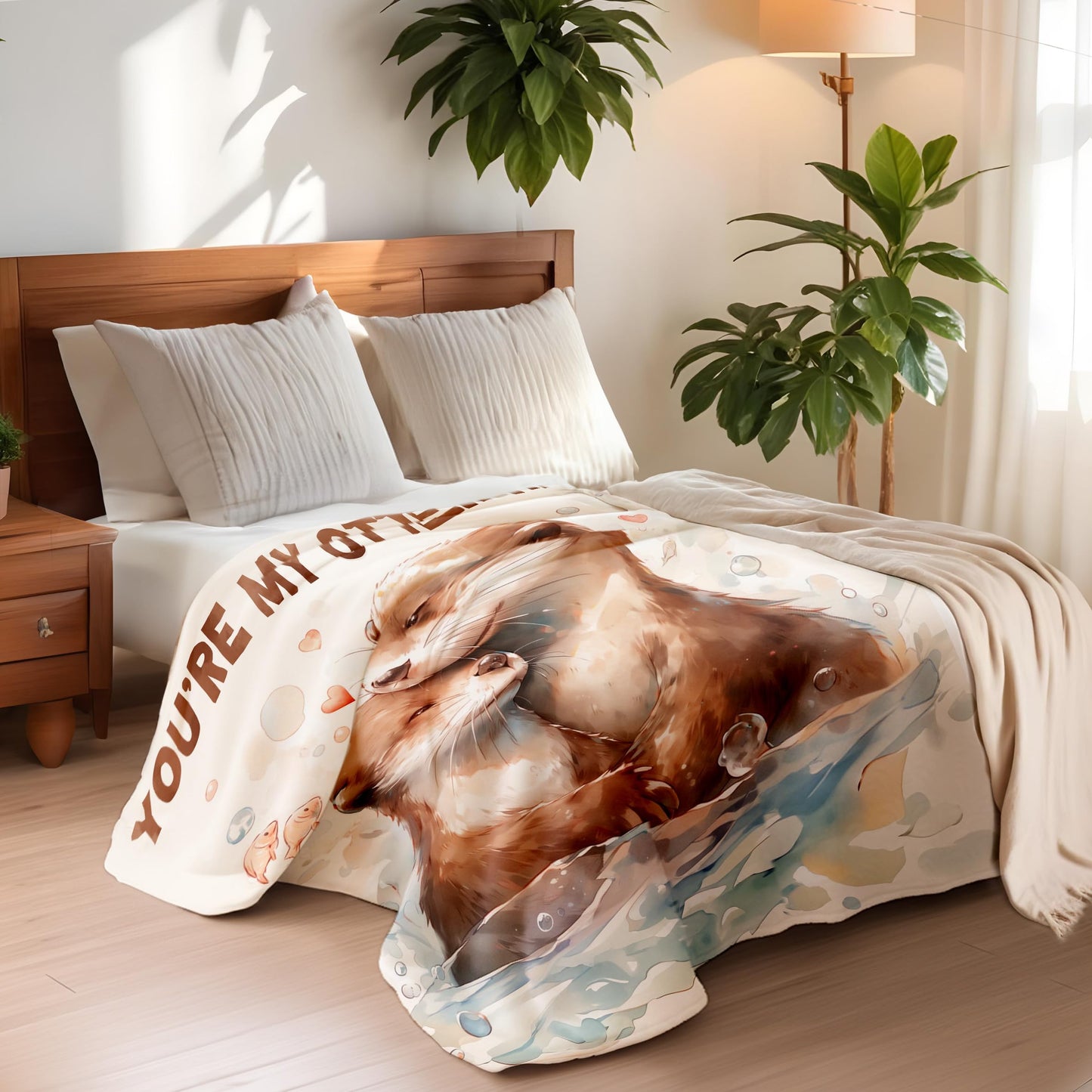HeartGlint Romantic Gifts for Girlfriend Boyfriend Birthday, I Love You Gifts for Her Him, Soft Flannel Love Otter Blanket, Anniversary Birthday Gifts for Girlfriend Boyfriend Her Him