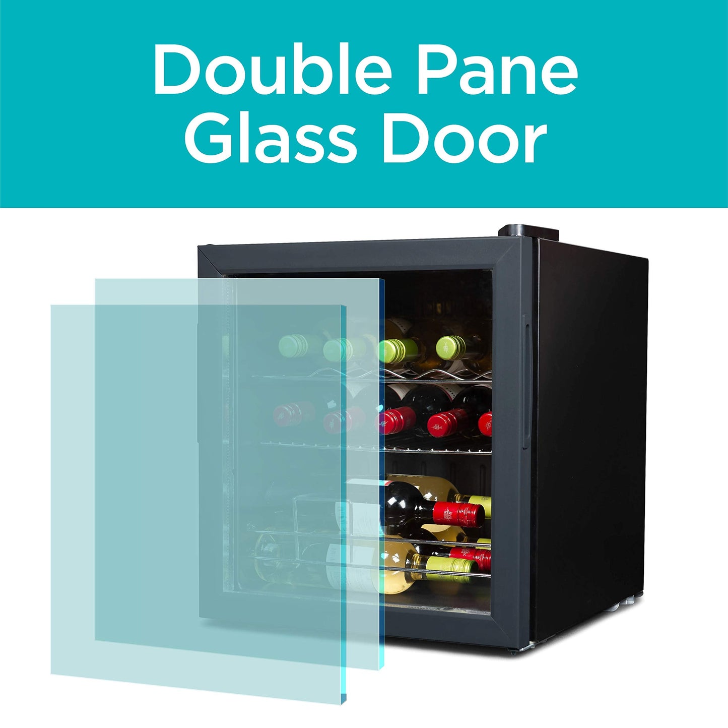 BLACK+DECKER 14 Bottle Wine Fridge with Interior Light and Mechanical Temperature Control, Compressor Cooling Wine Cooler Refrigerator with Wine Rack and Flat Shelf, Wine Bottle Chiller