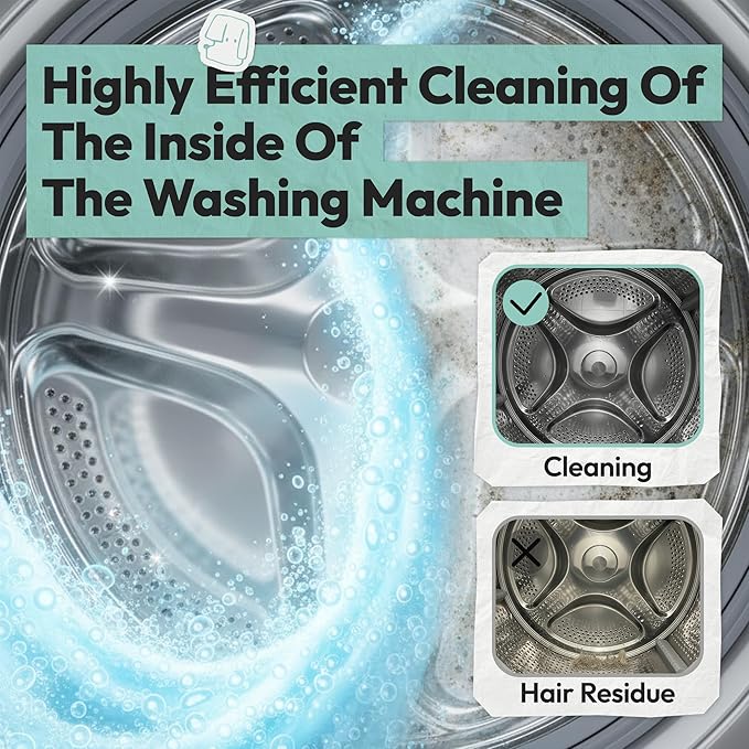 Washing Machine Cleaner for Pet Owners – 24 Pack Powerful Descaler Tablets for Deep Cleaning, Removes Dog & Cat Hair, Residue in HE Front & Top Loaders, Septic Safe, 12-Month Supply