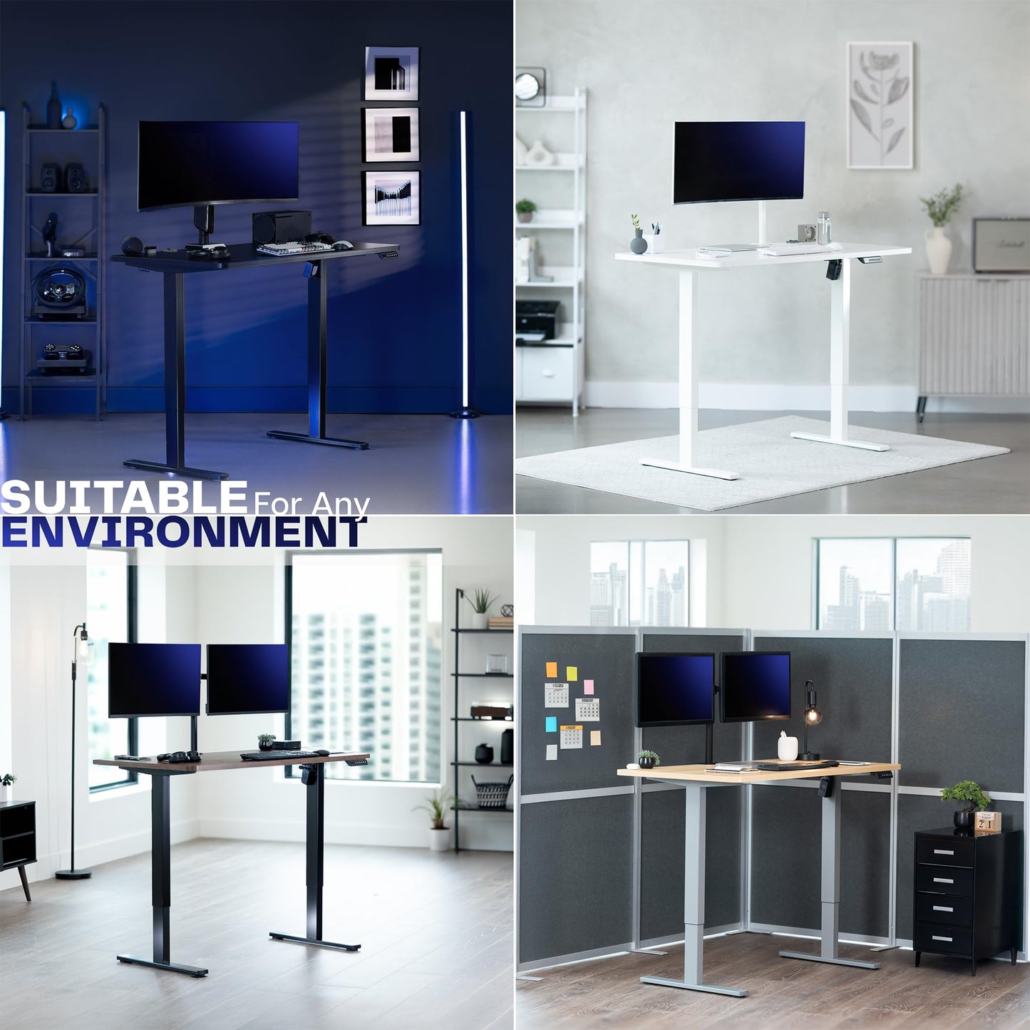 VIVO Electric 43 x 24 in Standing Desk, Memory Height Adjustment, 1B Series, Holds 220 lbs, Black Top, Black Frame, DESK-1B4B