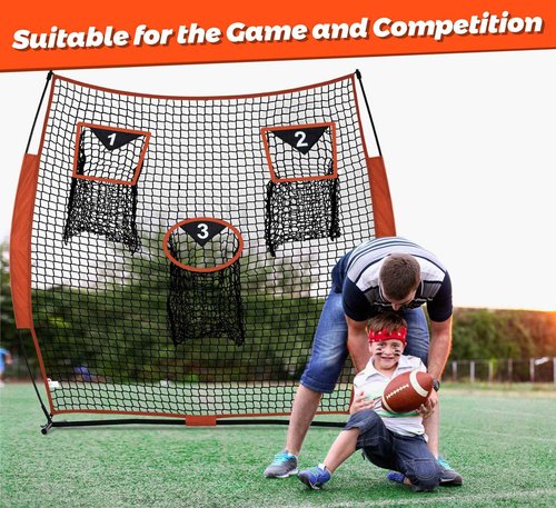 Gulfmore Football Throwing Net - Portable 6x6 FT Football Training Equipment with 3 Targets - Pro Grade Quarterback Youth Outdoor & Indoor Practice