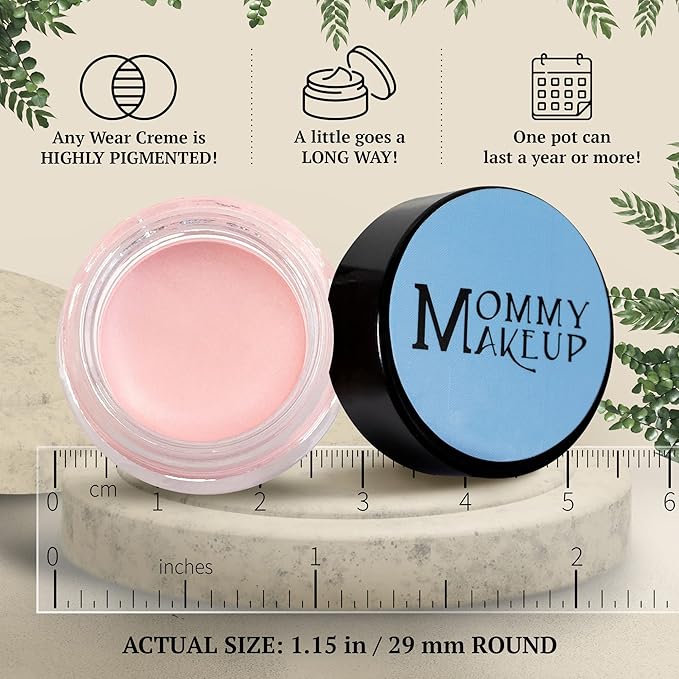 Mommy Makeup Any Wear Creme Eyeshadow - Waterproof, Crease-Proof, Long Lasting, High Pigment, Oil-free - Cream to Powder for Eyes, Cheeks & Lips (Cameo)