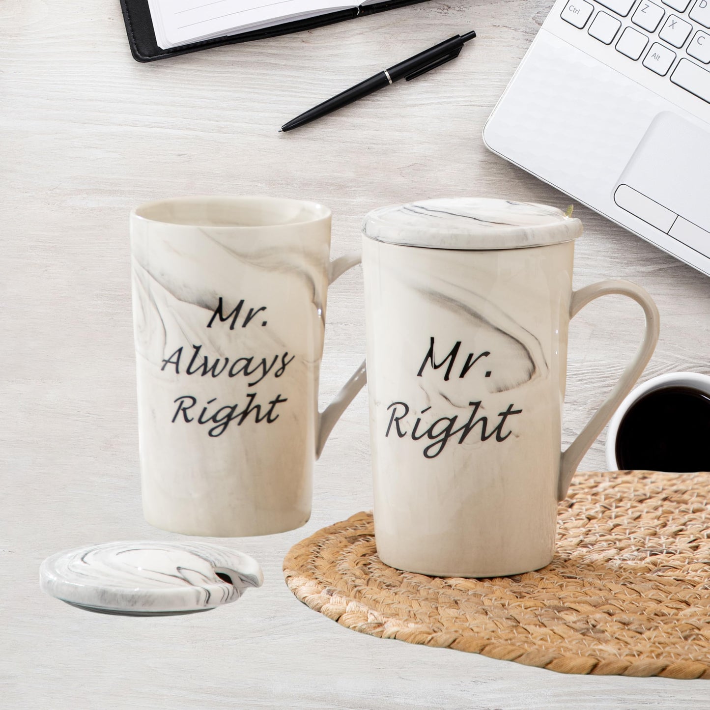 Mr and Mr Coffee Mugs Wedding Gifts for Grooms Gift for Gay Couples Engagement Wedding and Married Couples Anniversary Valentine's Day Gifts Ceramic Marble Cups