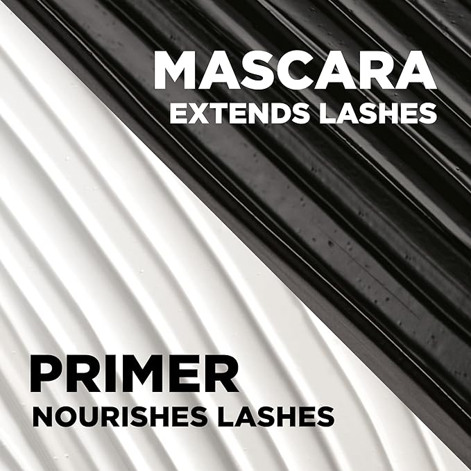 L'Oreal Paris Makeup Double Extend Tubing Mascara, Lengthening 2 Step Mascara, Smudgeproof, Black, Pack of 2