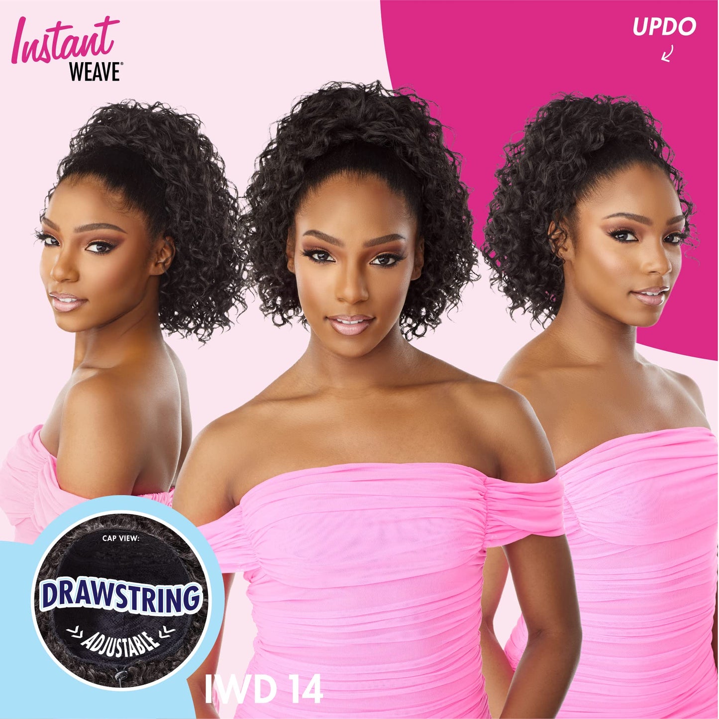 Sensationnel Instant Weave Half Wig - 14 Synthetic Blendwig Adjustable Drawstring for Seamless Hair Blending (1 JETBLACK)