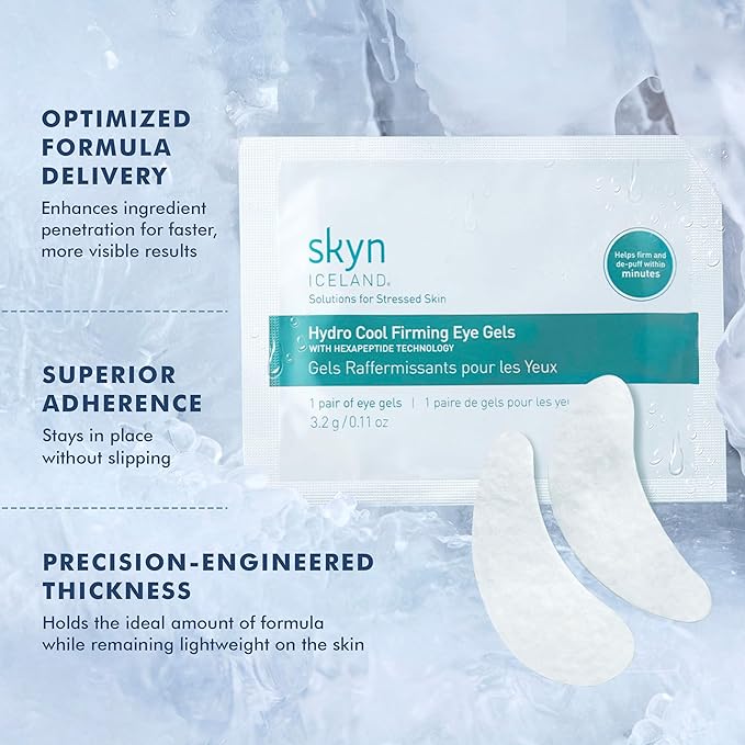 skyn ICELAND Hydro Cool Firming Eye Gels: Under-Eye Gel Patches to Firm, Tone and De-Puff Under-Eye Skin, 8 Pairs