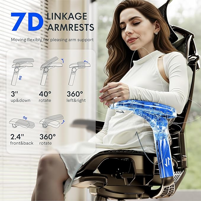 FLEXISPOT ErgoX-PRO Ergonomic Office Chair Black – 5D Lumbar, 7D Armrests, 4D Headrest, 551LB Capacity, AeroWeave 5.0 Mesh Seat – Office, Gaming, Bedroom