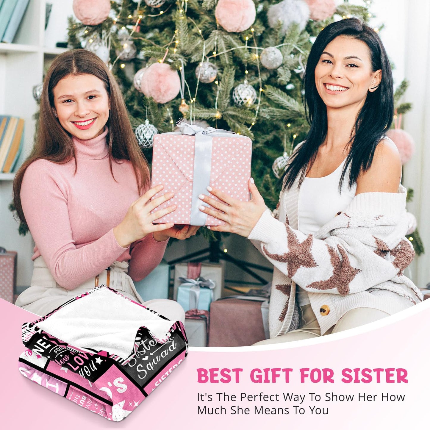PVDSAVE Sister Birthday Gifts - Sisters Blankets Gifts from Sister - Christmas Valentines Mothers Day Birthday Graduation Present for Sis Adult - Big Sis Gift for Girl - Sisters Throw Blanket 50"x60"
