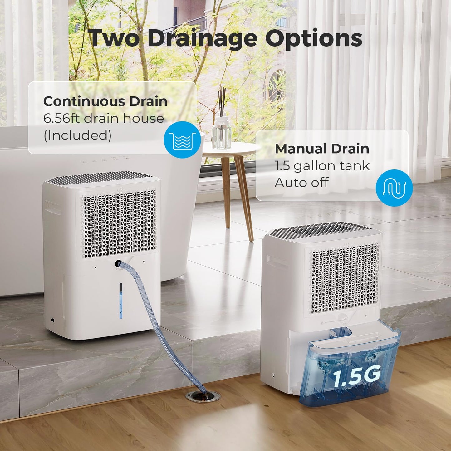 Dehumidifier for Basement, App-Controlled Dehumidifiers for Home with 6.56 Feet Drain Hose, 6000 Sq. Ft. Max 100 Pints Large Dehumidifier with Adjustable Humidity Control, Auto Shutoff, Auto Defrost
