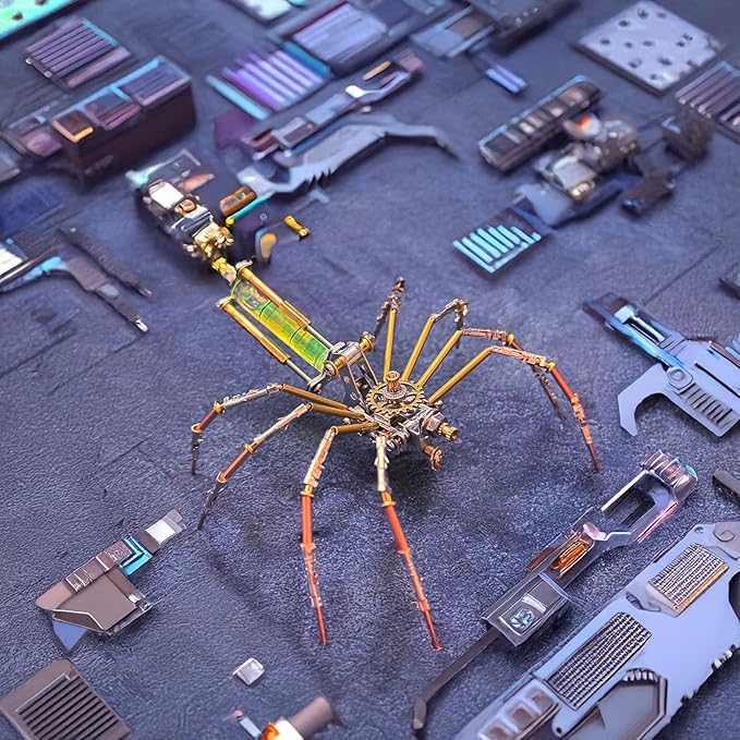 Metal Insect Spider Model Bug Sculpture Steampunk Mechanical 3D Puzzle Kits Craft Projects Hobby Kit Metal Building,Birthday Gifts, Ideas(Mechanical Spider A)