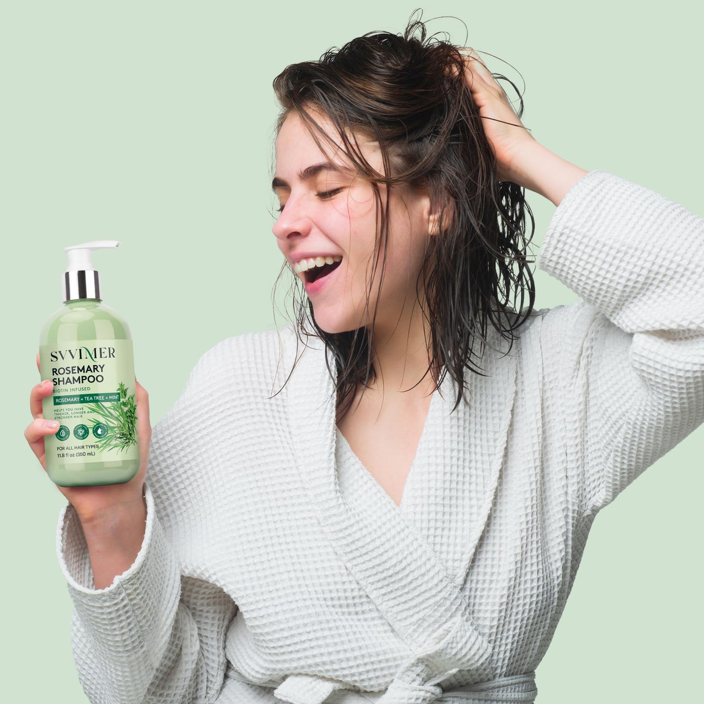 Svvimer Rosemary Hair Thickening Shampoo: Thickening and Strengthening Formula for Men & Women - Volumizing Shampoo with Tea Tree Oil Biotin Mint - For Thinning Fine Hair 11.8 Fl Oz