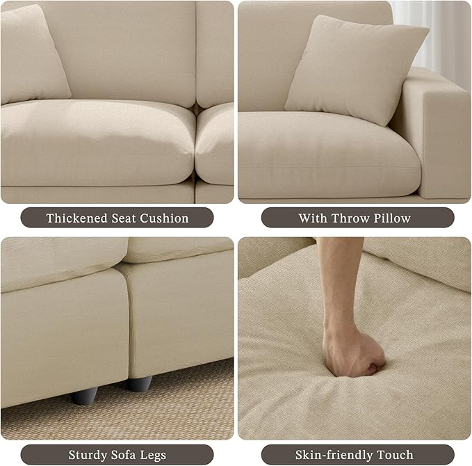 Cloud Couch Modular Sectional Sofa, 123.8" 4-Seater Sectional Couches for Living Room, Convertible Cloud Sofa, Down Filled Wide & Deep Seat, Removable Washable Cushion Cover & Backrest Pillow Cover