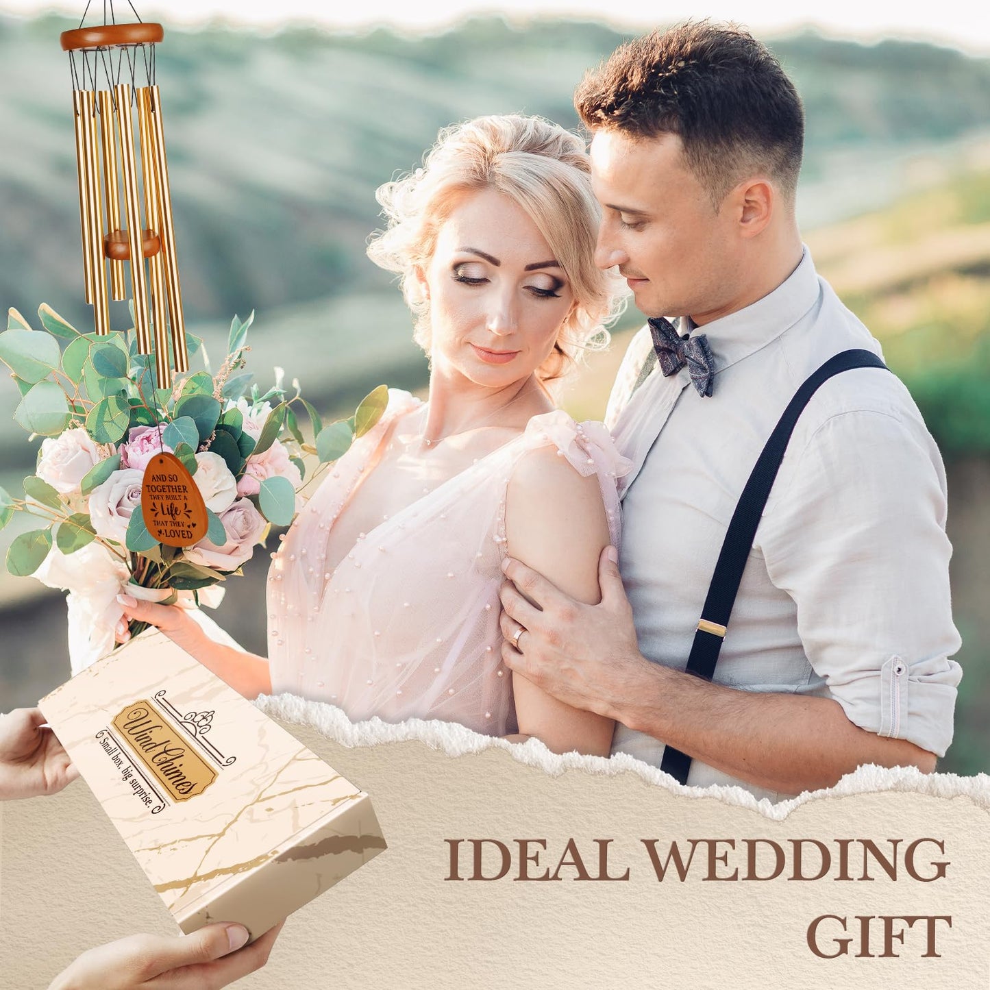 Aurahouse Wedding Gifts Wind Chimes, Engagement Wedding Gifts for Couples 2025 Newlyweds, Bridal Shower Gift for Bride, Anniversary, Registry Gift for Couple